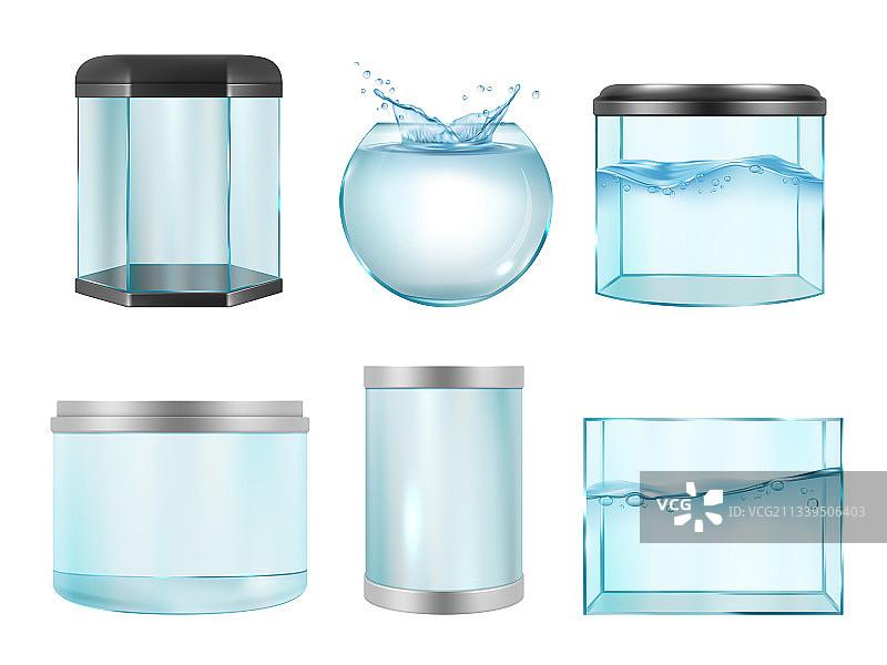 空的透明逼真鱼缸图片素材