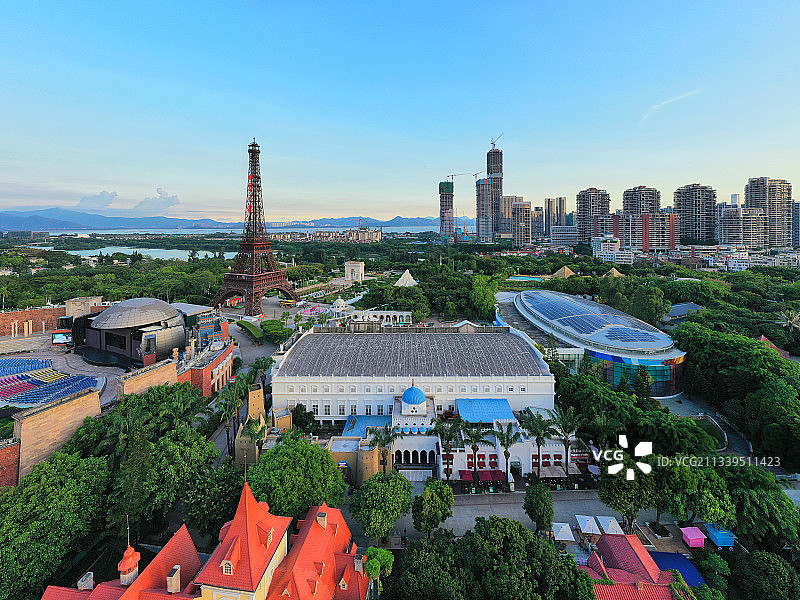 广东省深圳市南山区华侨城旅游度假区世界之窗航拍图片素材