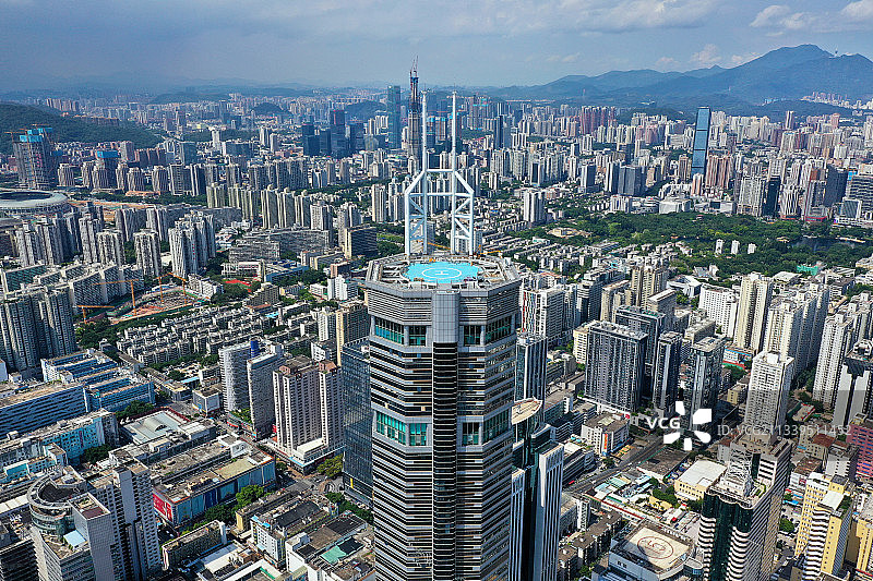 广东省深圳市福田区华强北地标赛格大厦航拍图片素材