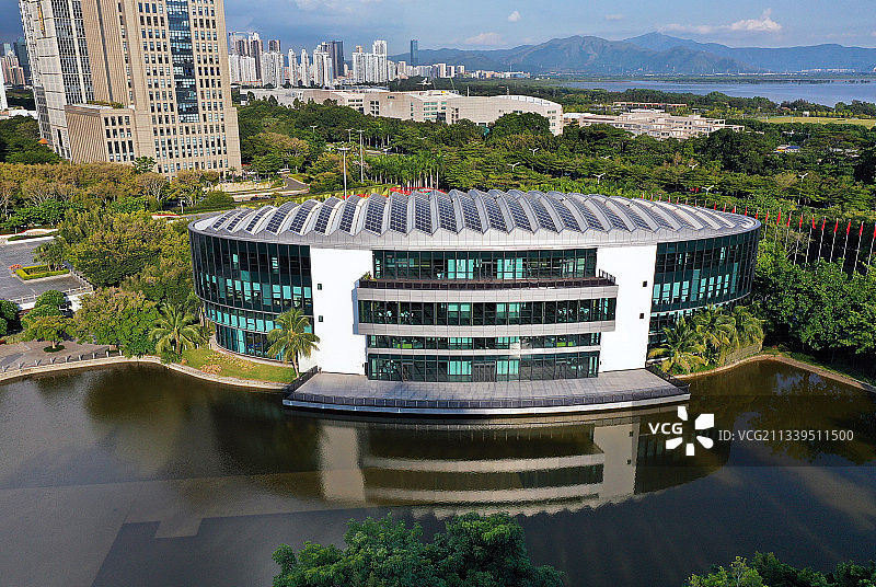 广东省深圳市福田区深圳国际园林花卉博览园航拍图片素材