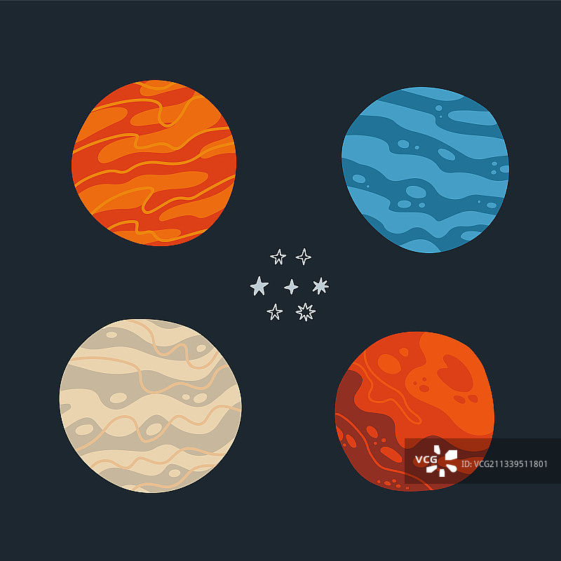 抽象宇宙行星扁平化设计图片素材