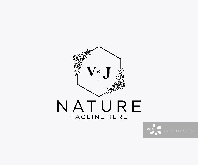 VJ首字母植物女性logo图片素材