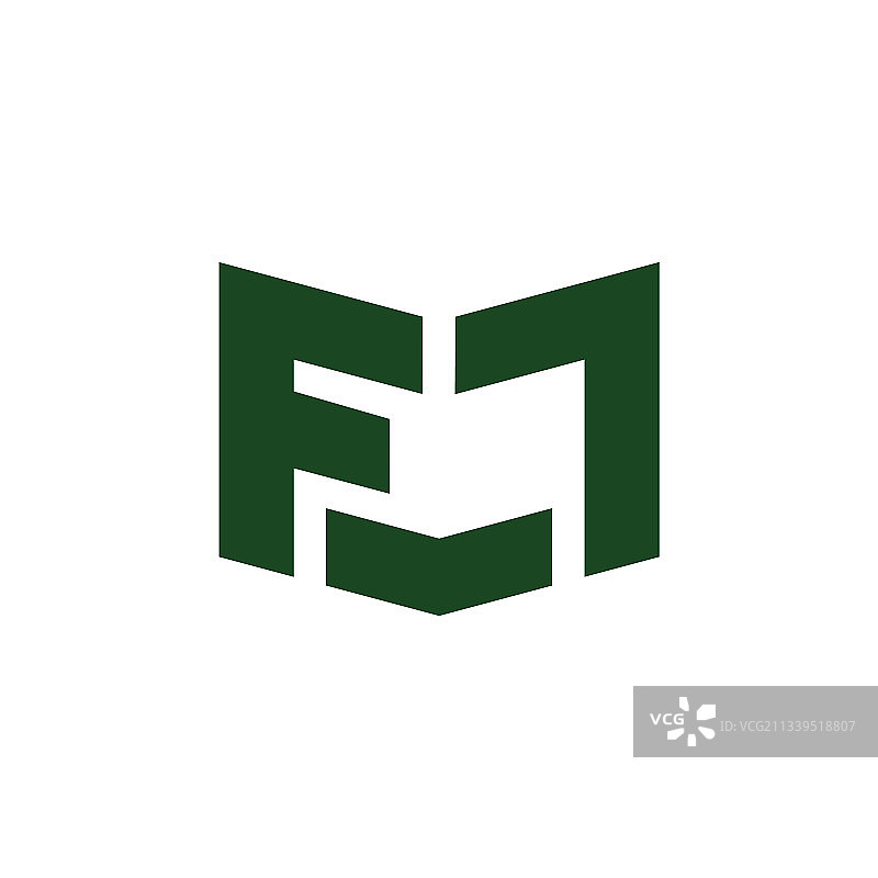 抽象字母FM简约几何Logo图片素材