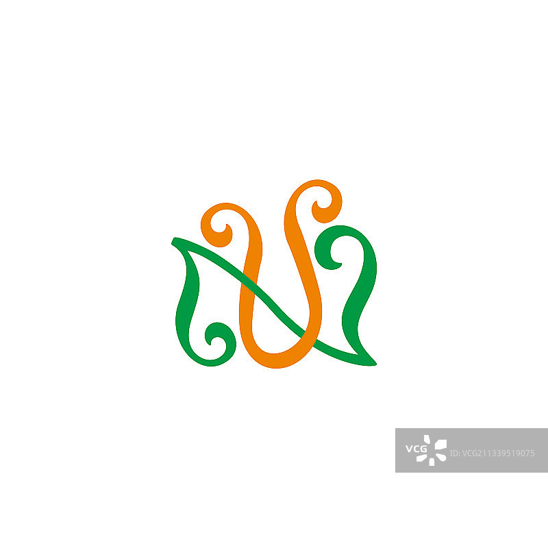 字母NU简约彩色曲线链接图片素材