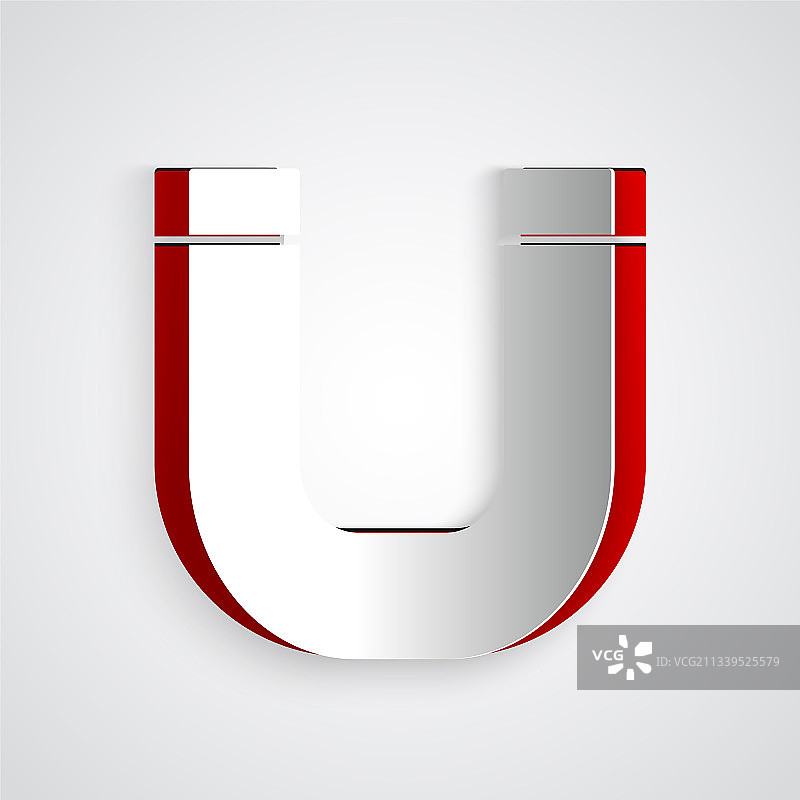 灰色背景上的剪纸风格磁铁图标图片素材