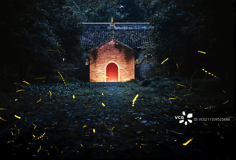 流萤飞舞＋南京灵谷寺志公殿图片素材
