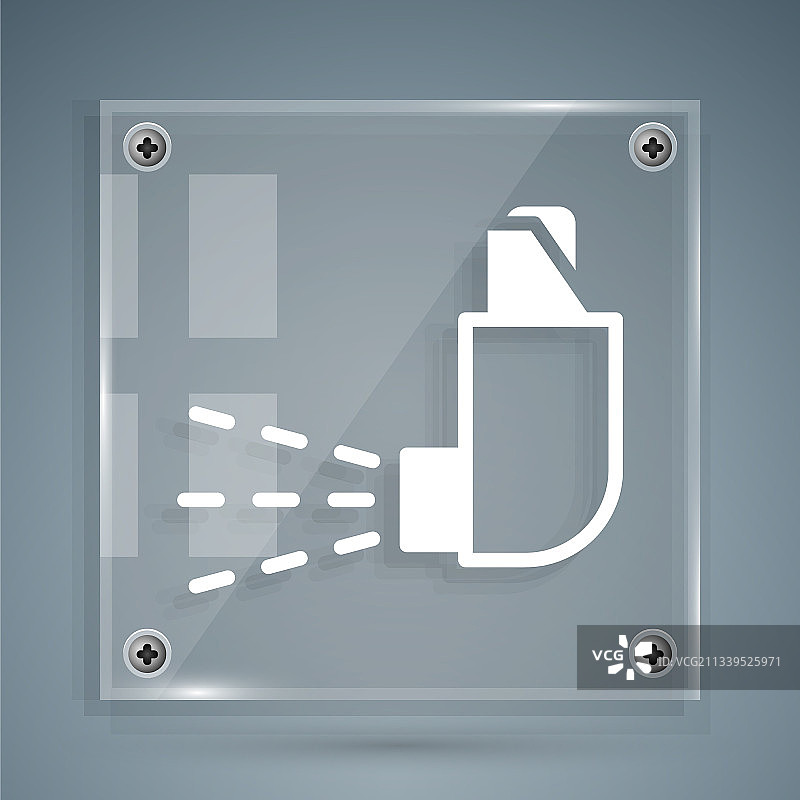 灰色背景上的白色吸入器图标图片素材