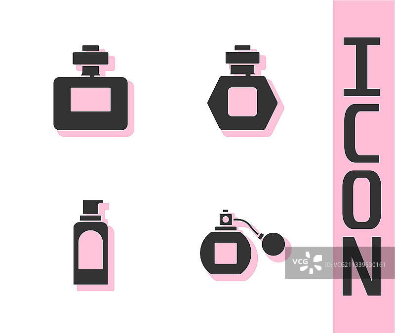 香水喷雾罐发胶和图标套装图片素材