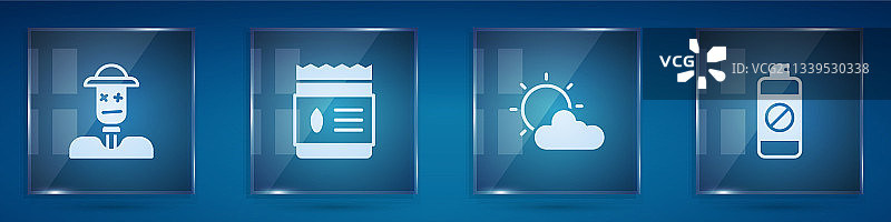 稻草人、种子包、植物与太阳图片素材