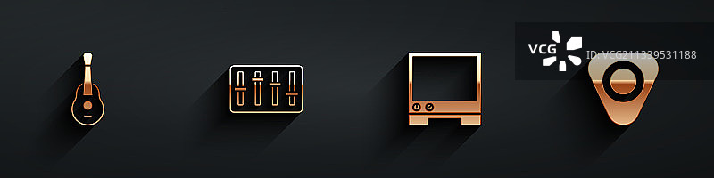 吉他、调音台控制器和人声图片素材