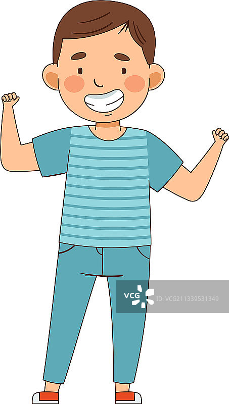 握拳敬礼的表情符号男孩图片素材