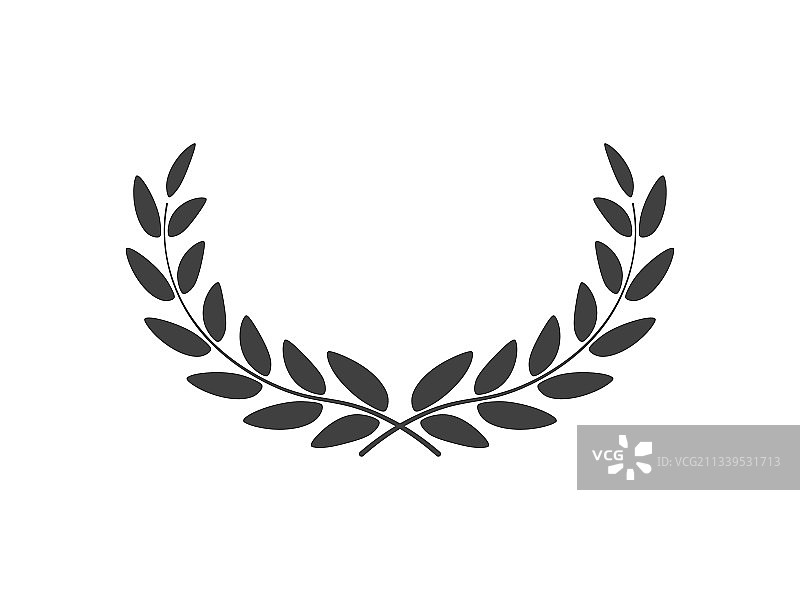 白色背景上的宽月桂花环图片素材