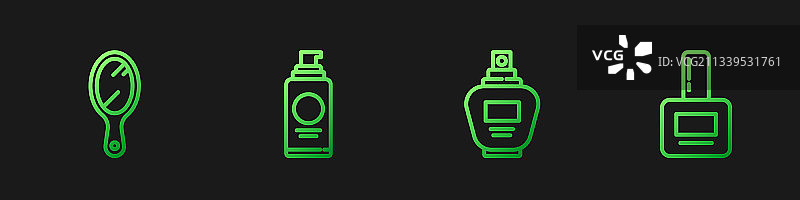 香水、手持镜与喷雾罐线条图片素材