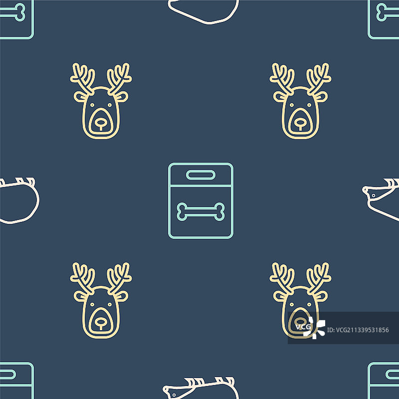 刺猬、带鹿角的鹿头、狗线条图标图片素材