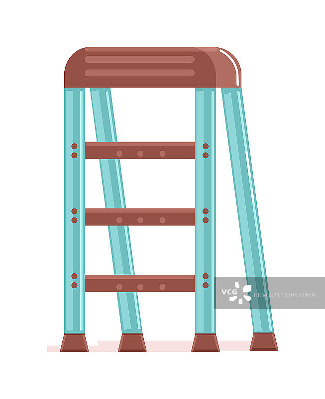 白色背景上的小型家用梯子图片素材
