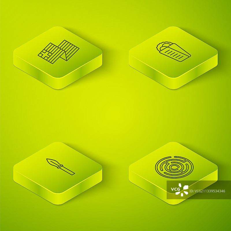 2.5D希腊烤肉皮塔饼和中世纪元素图片素材