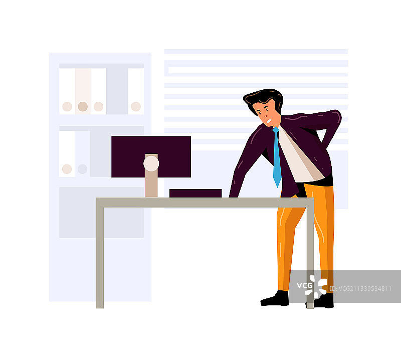 疲惫的商人背痛图片素材