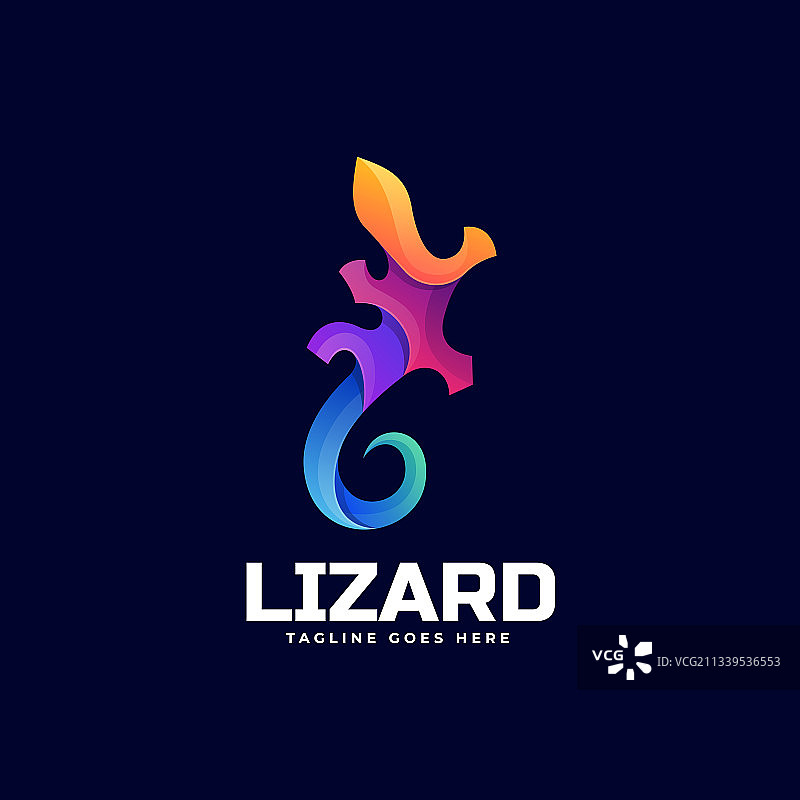 彩色渐变风格蜥蜴标志图片素材