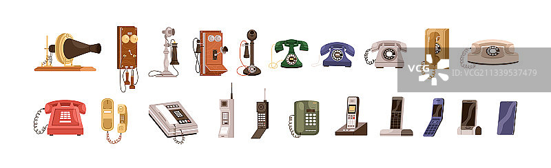 电话从老式电话到智能手机的演变图片素材