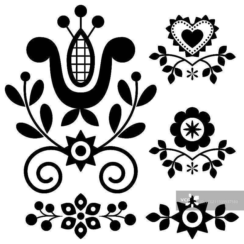 波兰民间艺术花卉设计元素图片素材