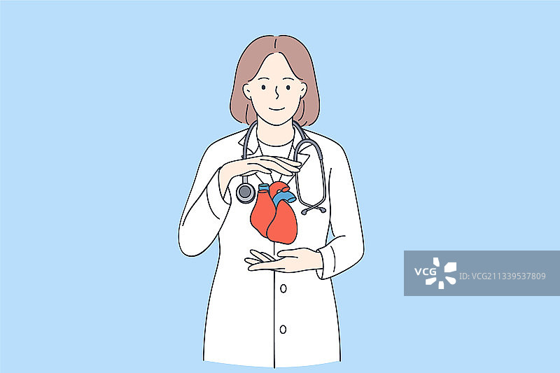 心脏病专家与健康心脏概念图片素材