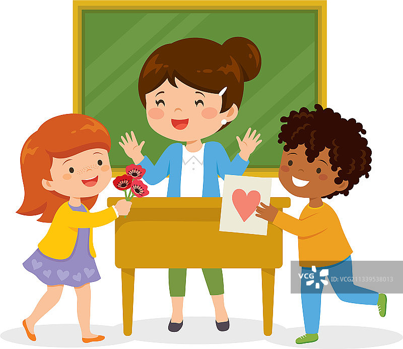 孩子们爱他们的老师图片素材