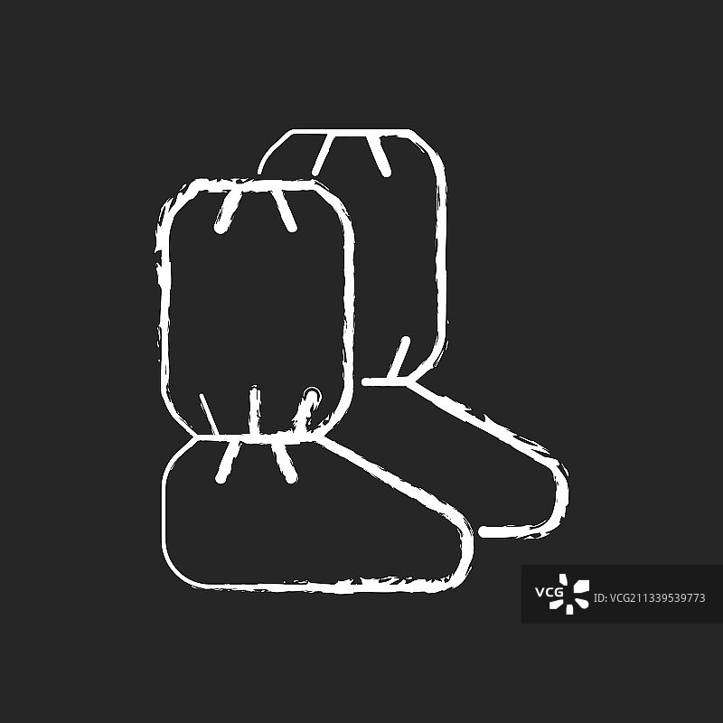 黑色背景上的医用鞋套粉笔白色图标图片素材