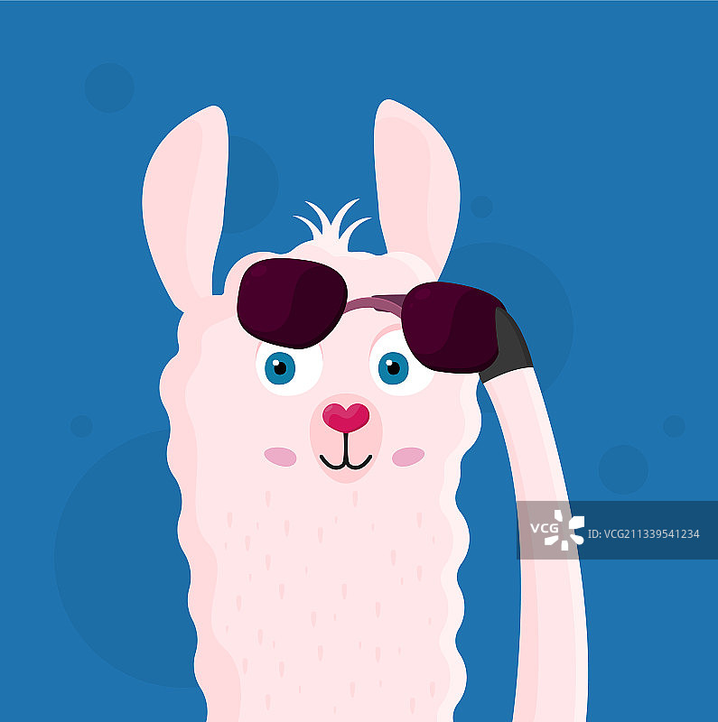 明亮背景下的可爱卡通羊驼图片素材