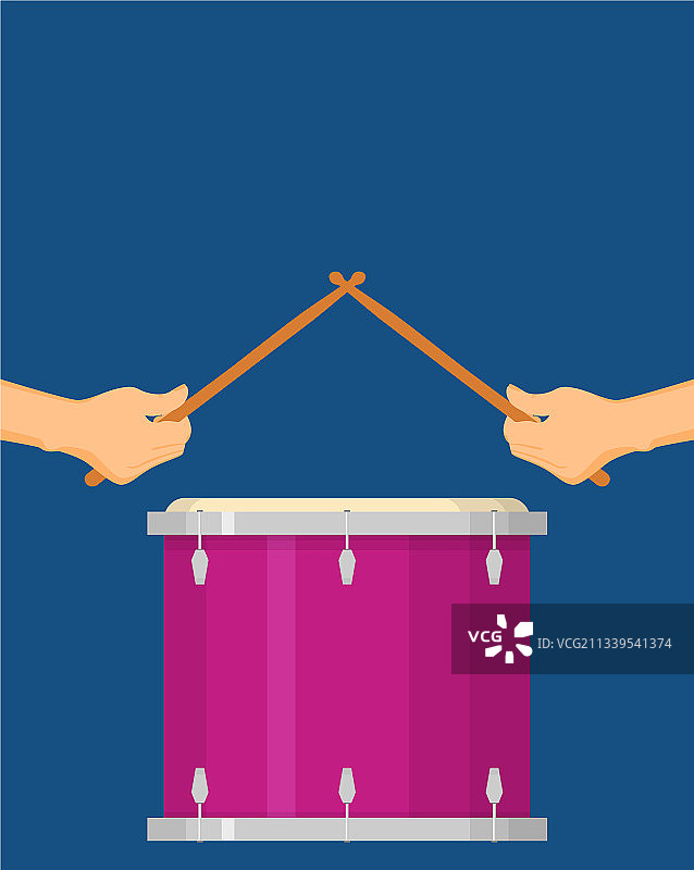 白色背景上的彩色扁平风格架子鼓图片素材