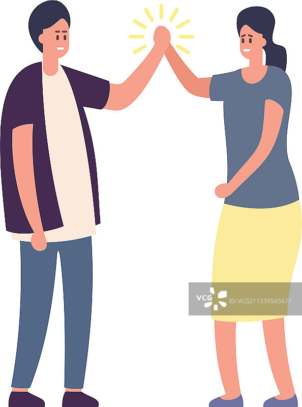 快乐的朋友男人女人击掌图片素材