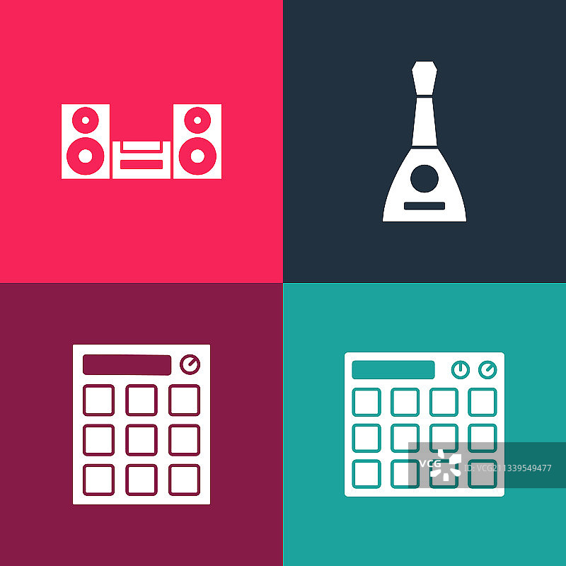 波普艺术鼓机巴拉莱卡琴家居图片素材