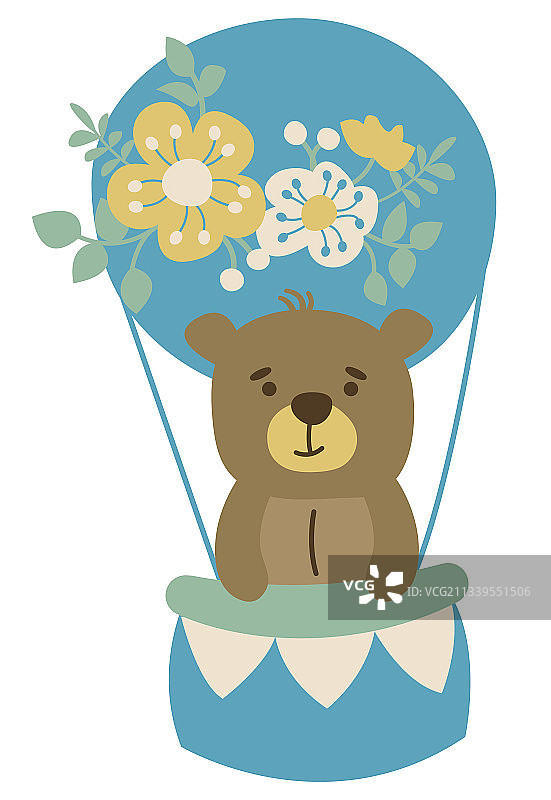 气球中的波西米亚风格泰迪熊图片素材