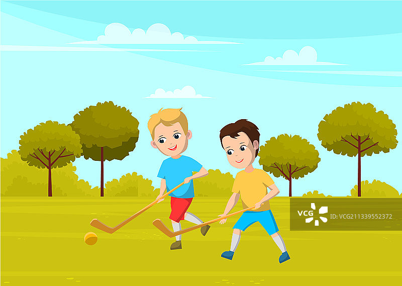 学校曲棍球俱乐部与男孩图片素材