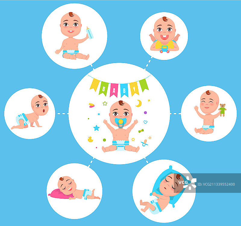 不同状态下的新生婴儿图片素材