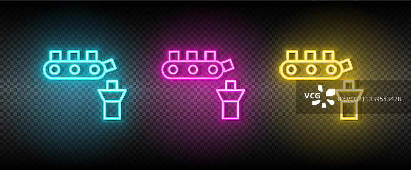 装配线传送带霓虹灯图标集图片素材