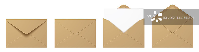 逼真牛皮纸信封图片素材