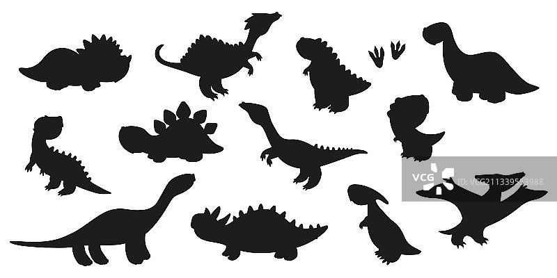 恐龙剪影组合图片素材