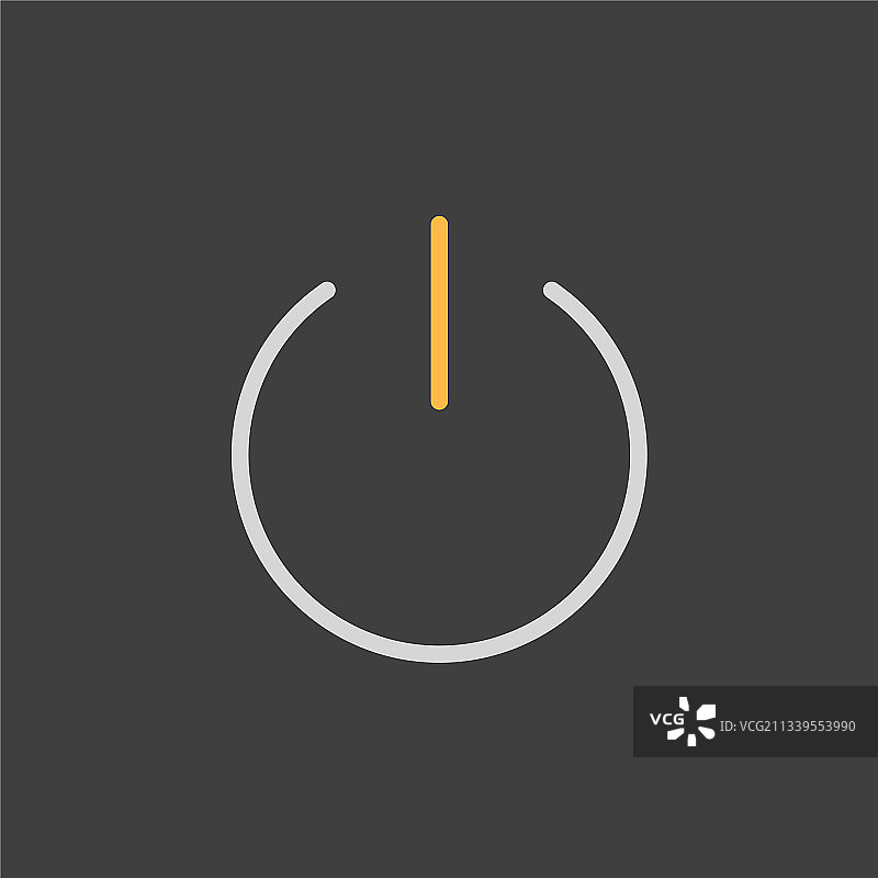 深色背景上的电源按钮扁平图标图片素材