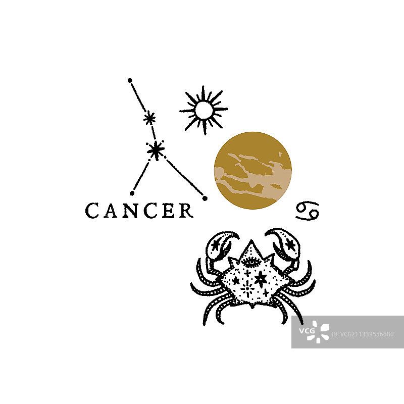 十二生肖巨蟹座波西米亚魔法复古艺术图片素材