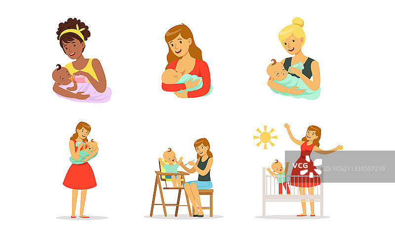 年轻的母亲给孩子喂奶图片素材