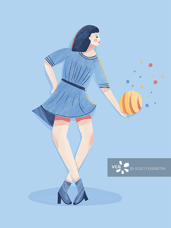 手拿球的运动女孩图片素材