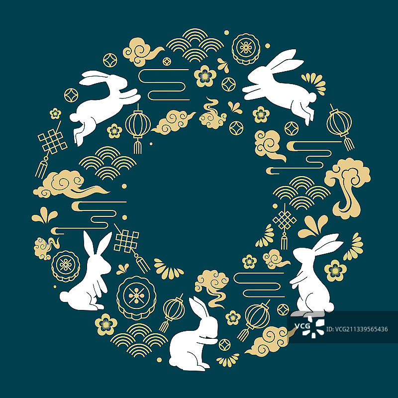 中秋节创意图案矢量插画图片素材