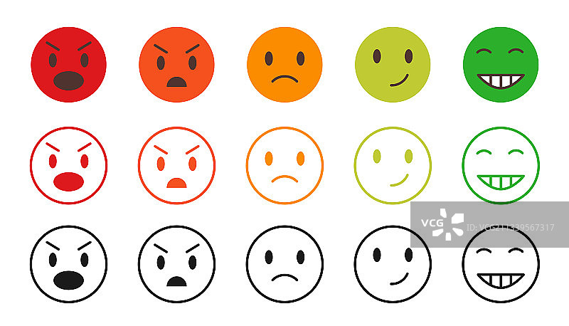 卡通比例表情符号集合（白色背景）图片素材