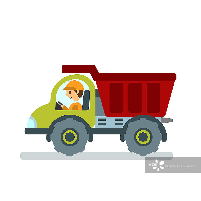 白色背景上带司机的自卸卡车图片素材