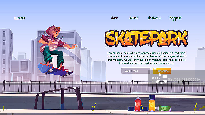 男孩在滑板公园网站上玩滑板图片素材