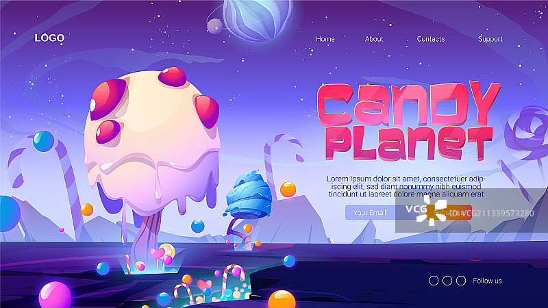 糖果星球卡通登录页图片素材