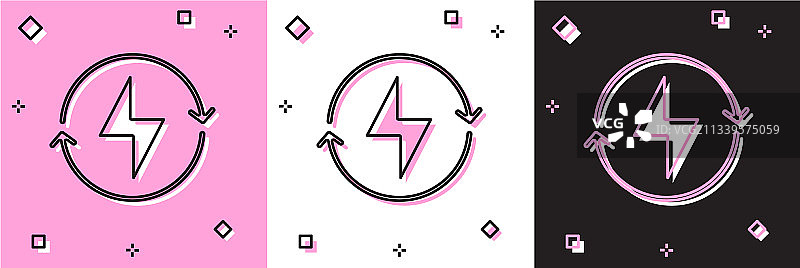 粉色和白色背景上的闪电图标图片素材