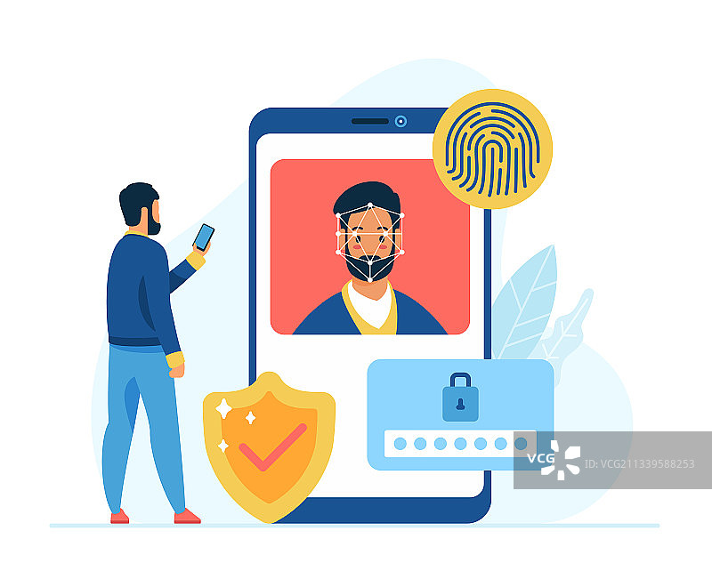 移动数据保护与安全概念，扁平风格图片素材