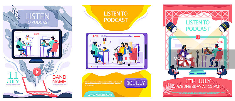 播客收听组合图片素材