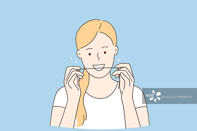 牙齿清洁与牙线护理概念图片素材